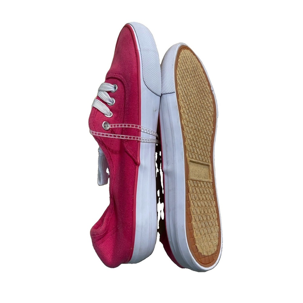 US Sports Denim Sneakers Women 7 Retro Pink Lace Up Shoes No Laces. New Sneakers - Picture 2 of 5